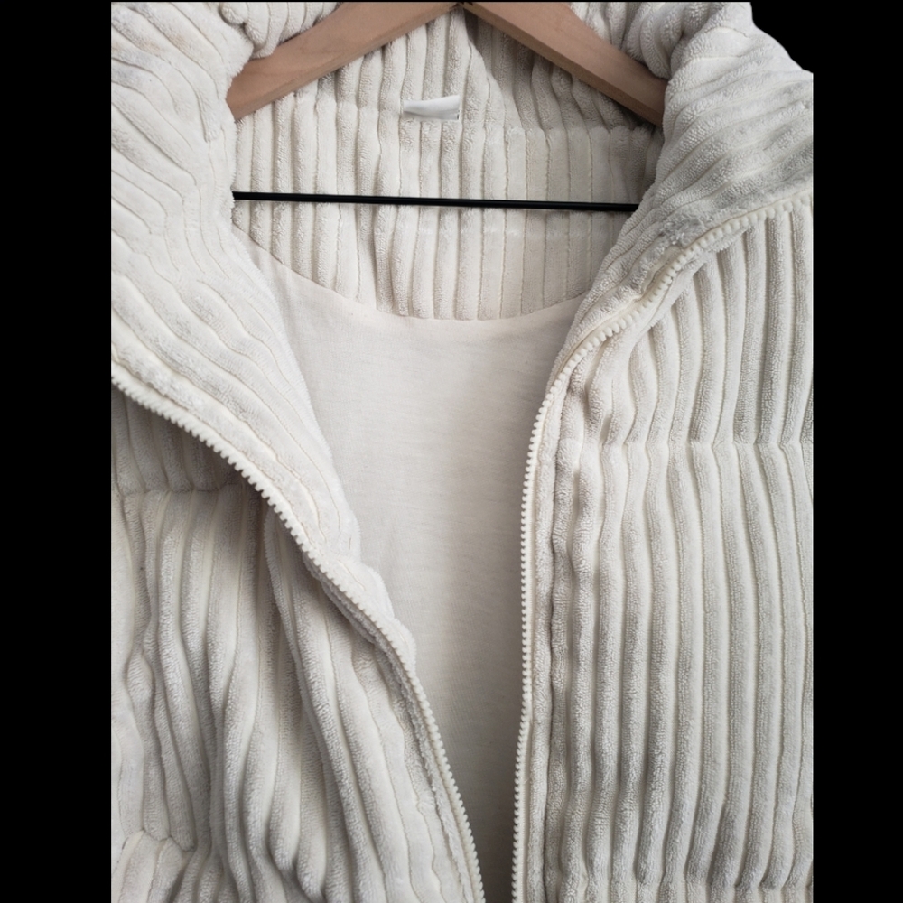 Zip Up Corduroy Padded Puffer Coat - M - Picture 5 of 6
